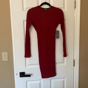 NWT Lulus red ribbed bodycon dress